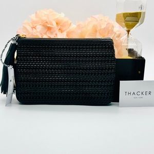 NWT Black Nolita Woven Ring Handle Clutch